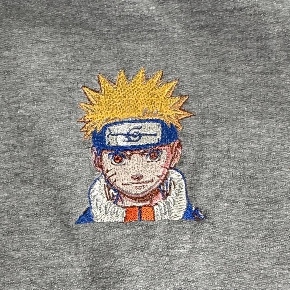 Naruto Embroidered Fruit of the Loom Gray Hoodie
